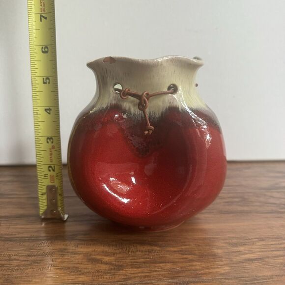 Manuel Garcia Arroyo Pottery Vase Red Glazed Sack Vase Signed Handmade - Picture 8 of 8